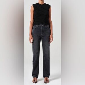 AGOLDE LANA STRAIGHT LEG JEANS SIZE 26 BLACK WASH DENIM CASUAL NORMCORE CHIC